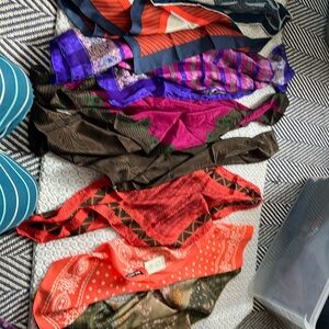 Lot of 8 scarfs accessory for purse scarves hair Anne Klein lands end and more